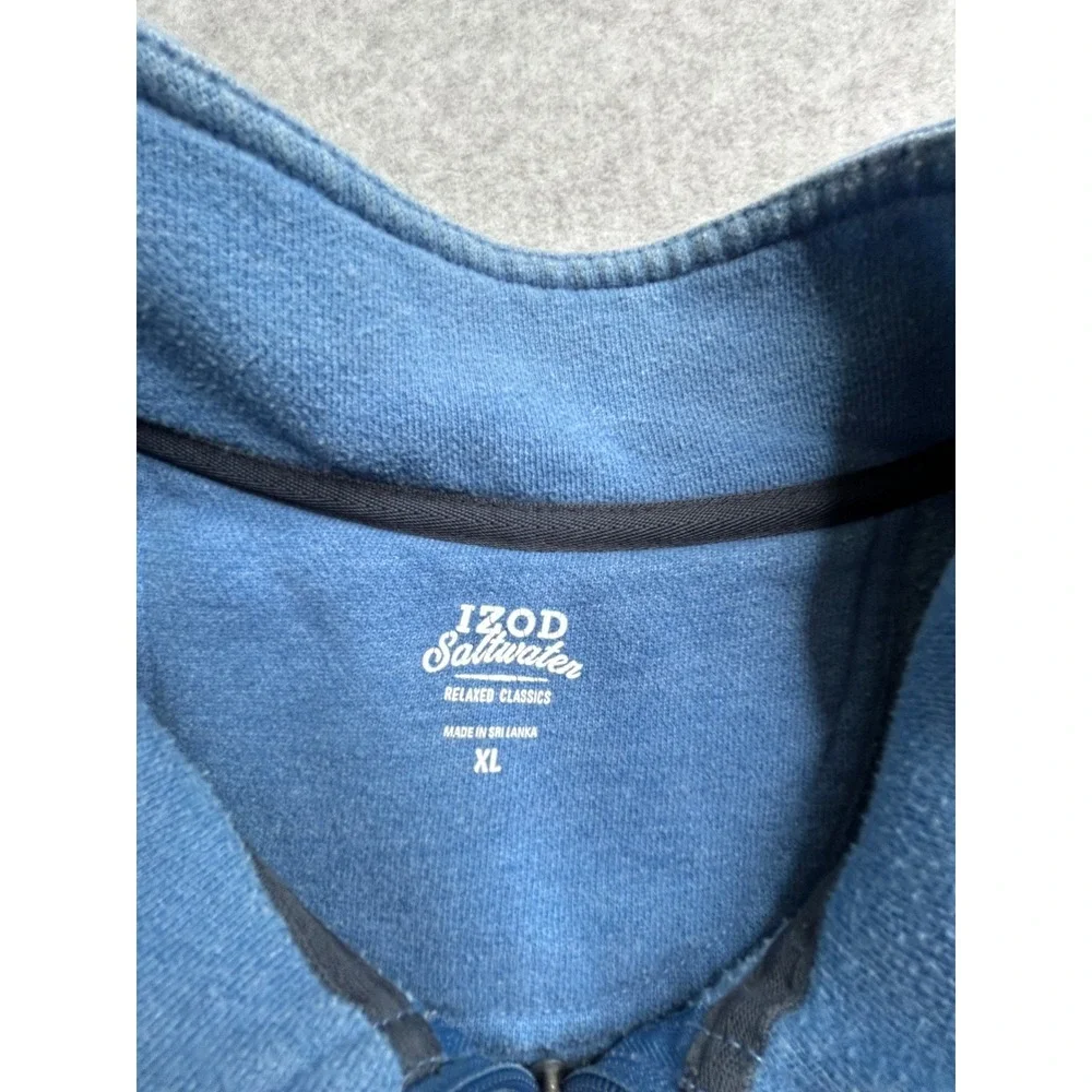 IZOD Saltwater Mens XL Blue Quarter Zip Fleece Pullover Sweatshirt